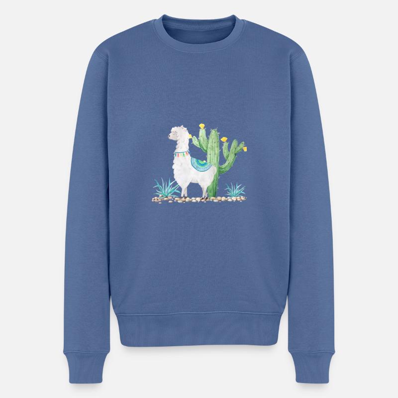 Lama - Männer Premium Bio Pullover - Taubenblau
