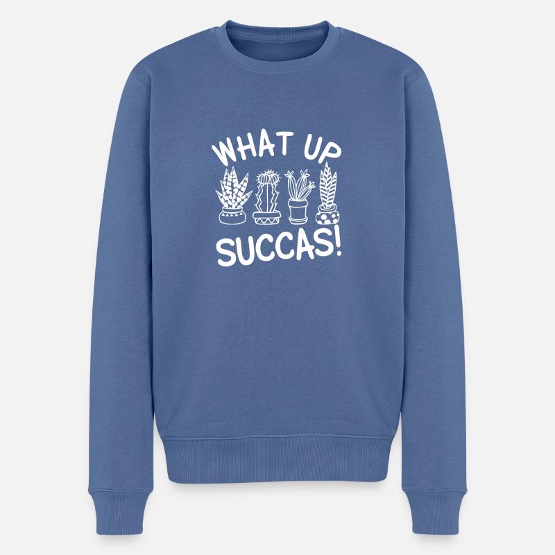 What Up Up Succas - Pull Premium bio Homme - bleu pigeon