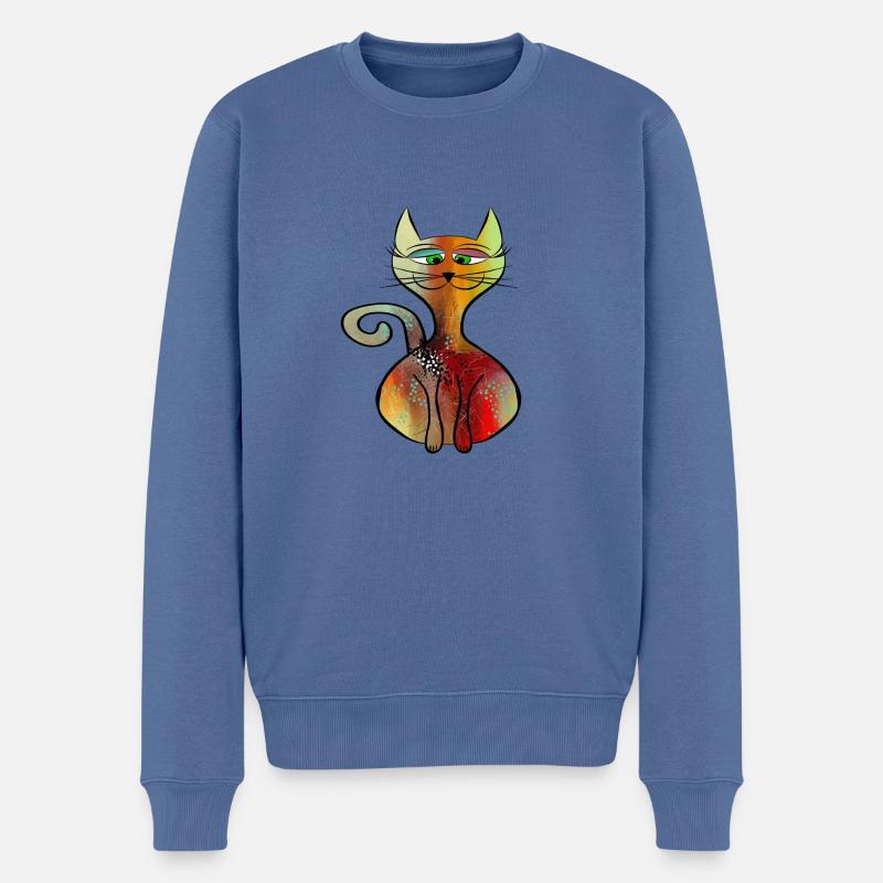 Katze - Männer Premium Bio Pullover - Taubenblau