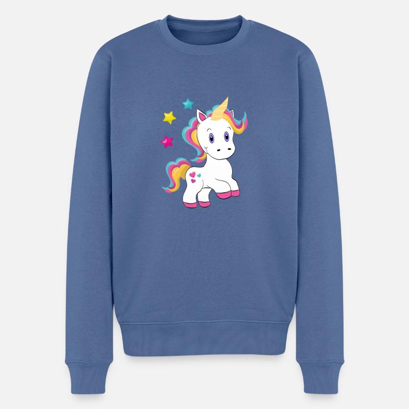 Einhorn - Männer Premium Bio Pullover - Taubenblau