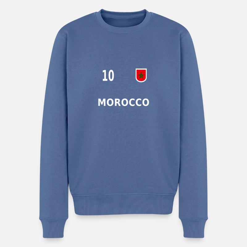 Marokko Fussball Trikot 2018 Nummer 10 - Männer Premium Bio Pullover - Taubenblau