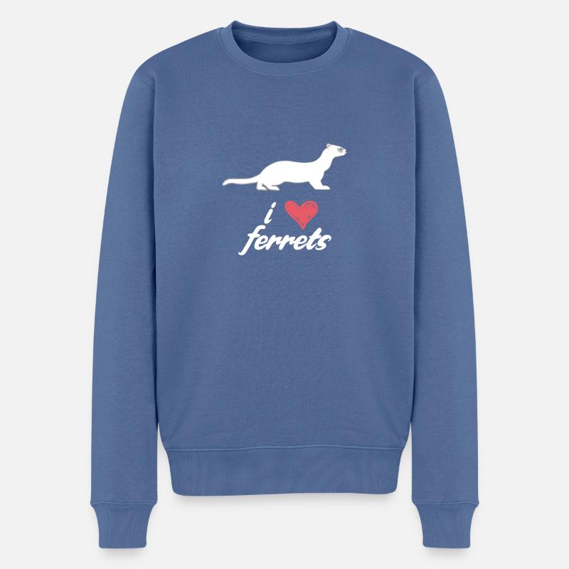 Frettchenfreund - Frettchen - Ich liebe Frettchen - Männer Premium Bio Pullover - Taubenblau