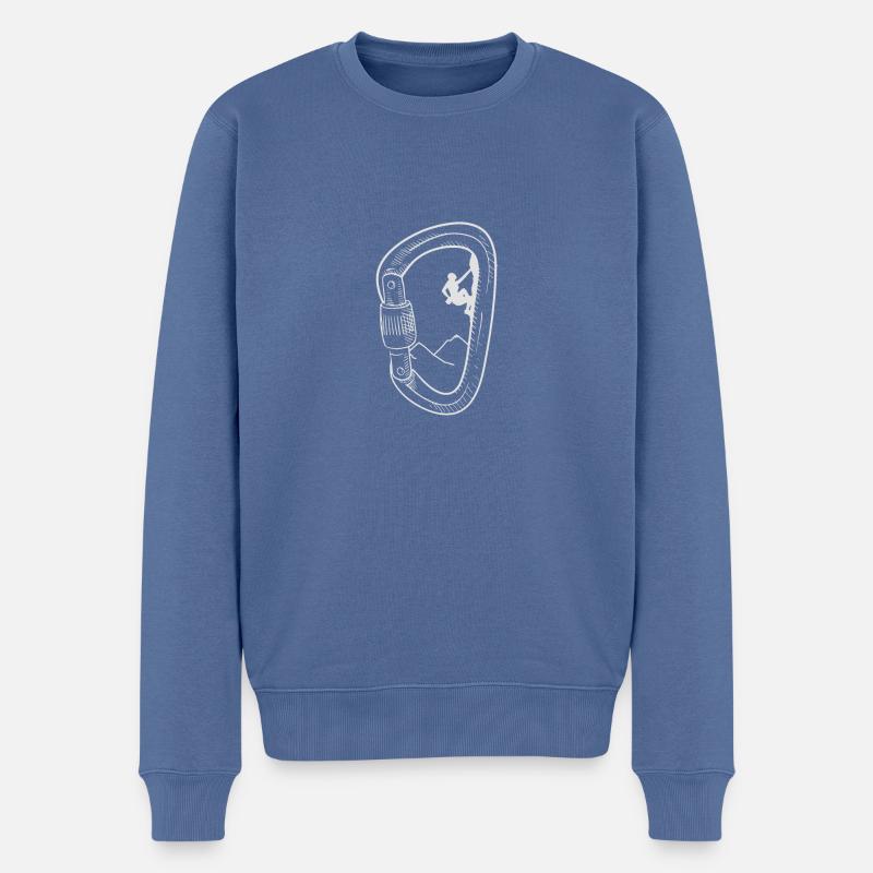 Klettern - Karabiner Kletterer Bouldern Geschenk - Männer Premium Bio Pullover - Taubenblau