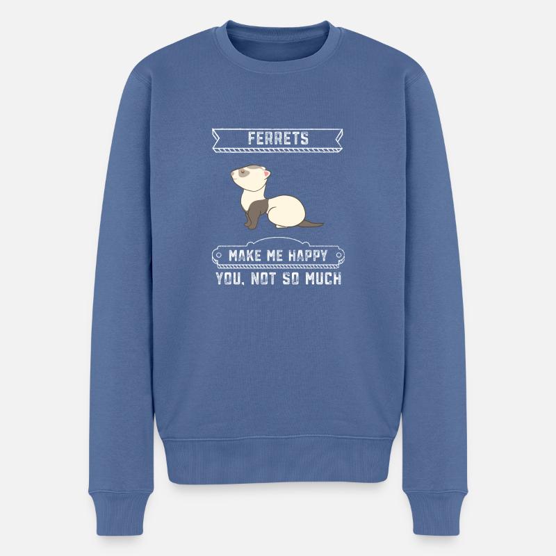 Frettchenfreund - Frettchen - Frett - Glücklich - Männer Premium Bio Pullover - Taubenblau