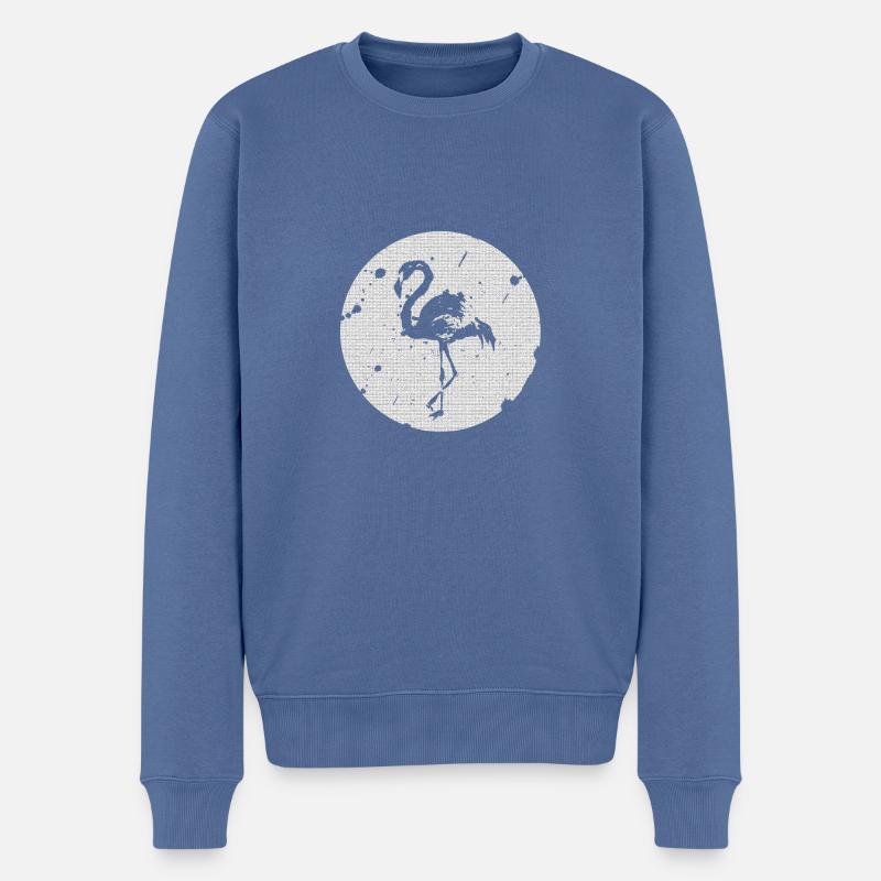 Flamingo schwarz-weiß - Männer Premium Bio Pullover - Taubenblau