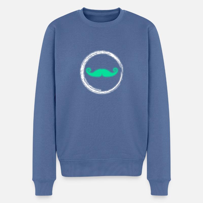 Glühen-Schnurrbart-Neon-Party-glühender Effekt Retro - Männer Premium Bio Pullover - Taubenblau