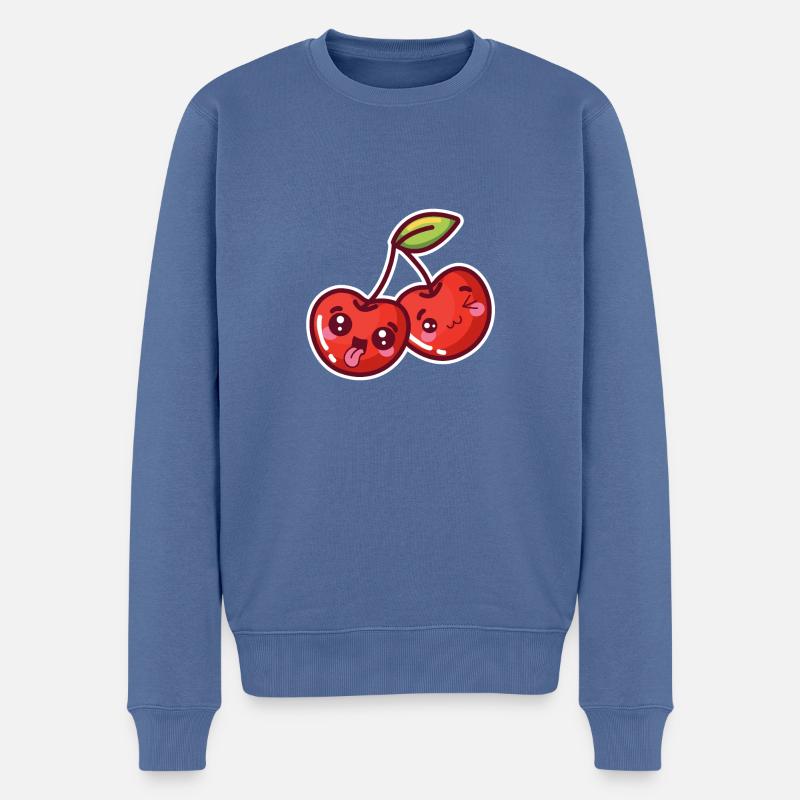Saure Kirsche - Männer Premium Bio Pullover - Taubenblau