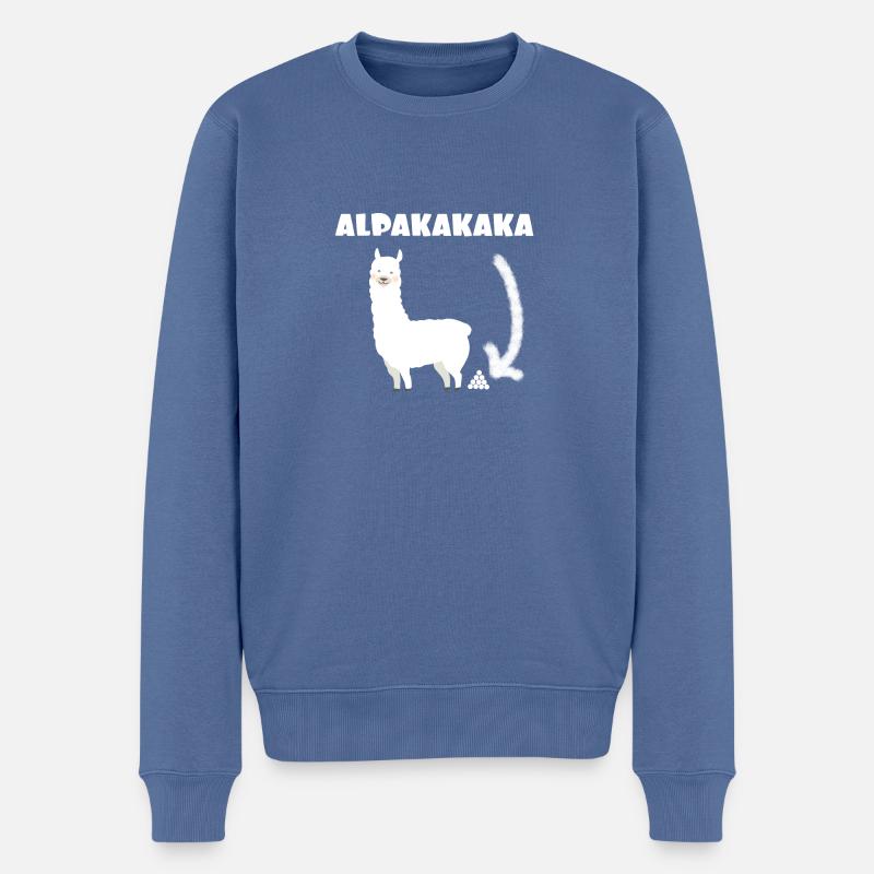 Alpakakaka Alpaka - Männer Premium Bio Pullover - Taubenblau