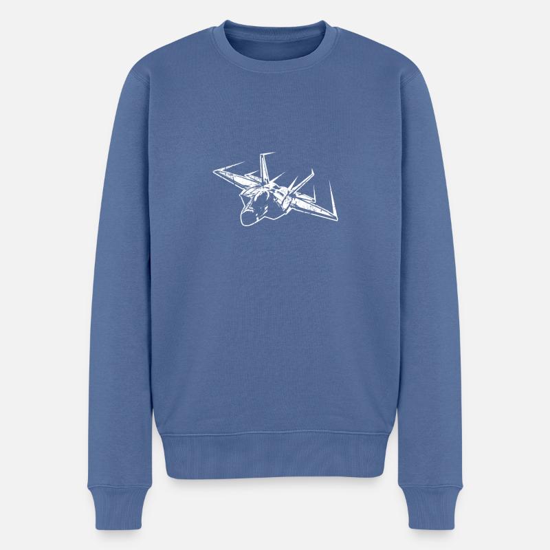 Pilot Kampfjet Militär Düsenjet Kampfpilot - Männer Premium Bio Pullover - Taubenblau