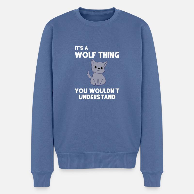 Wolf - Wölfe - Wolffan - Geschenk - Wolfmotiv - Männer Premium Bio Pullover - Taubenblau