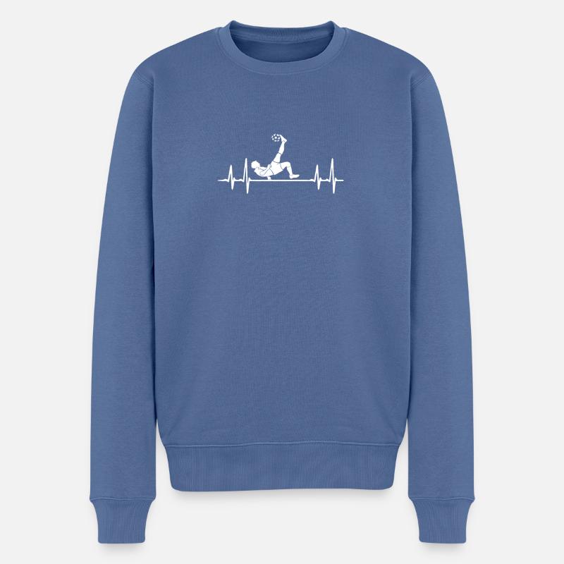 Herzschlag Fußballer - Männer Premium Bio Pullover - Taubenblau