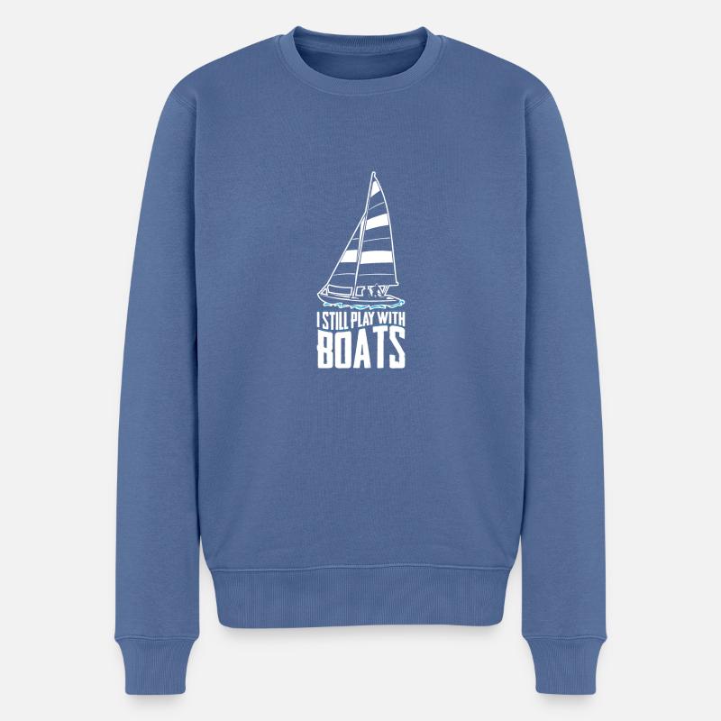 Je joue toujours avec des bateaux cadeau - Pull Premium bio Homme - bleu pigeon