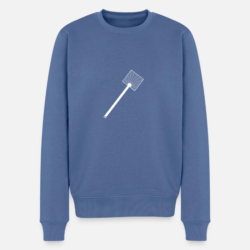 Tapes de mouches blanches - Pull Premium bio Homme - bleu pigeon