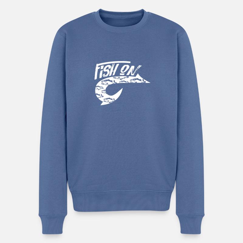 Angeln - Männer Premium Bio Pullover - Taubenblau