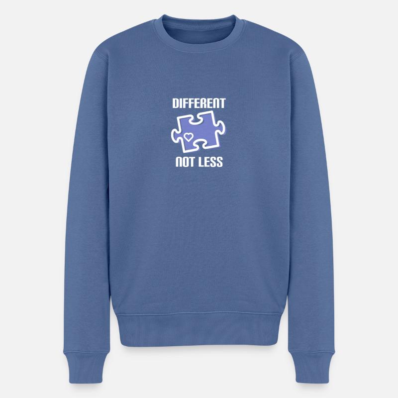 DIFFERENT - NOT LESS ! AUTISME - Pull Premium bio Homme - bleu pigeon