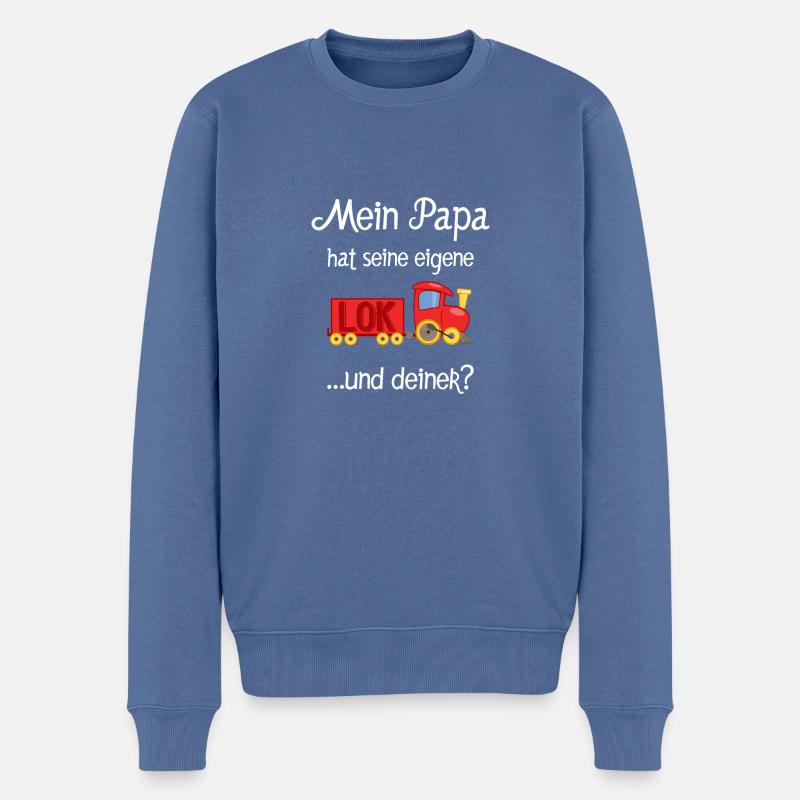 Mein Papa ist Lokführer! - Männer Premium Bio Pullover - Taubenblau