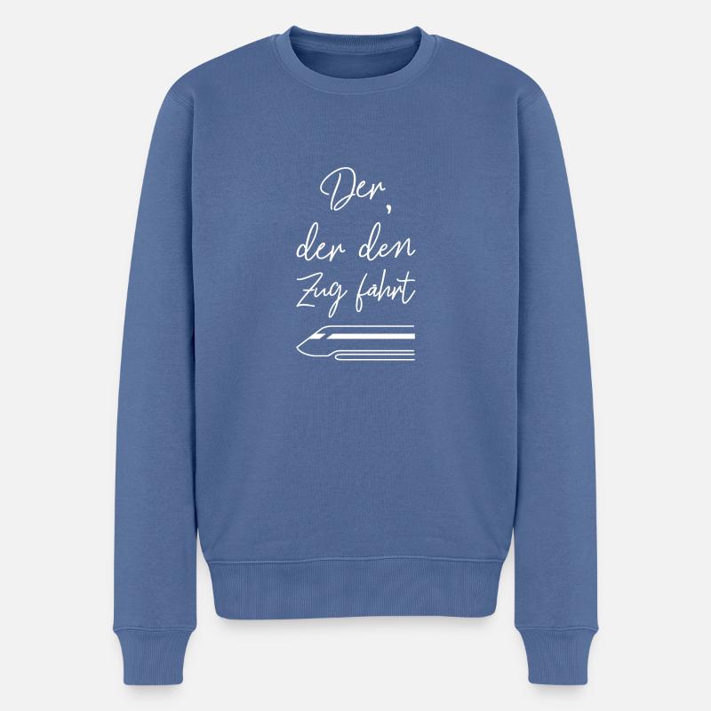 Der der den Zug fährt. - Männer Premium Bio Pullover - Taubenblau