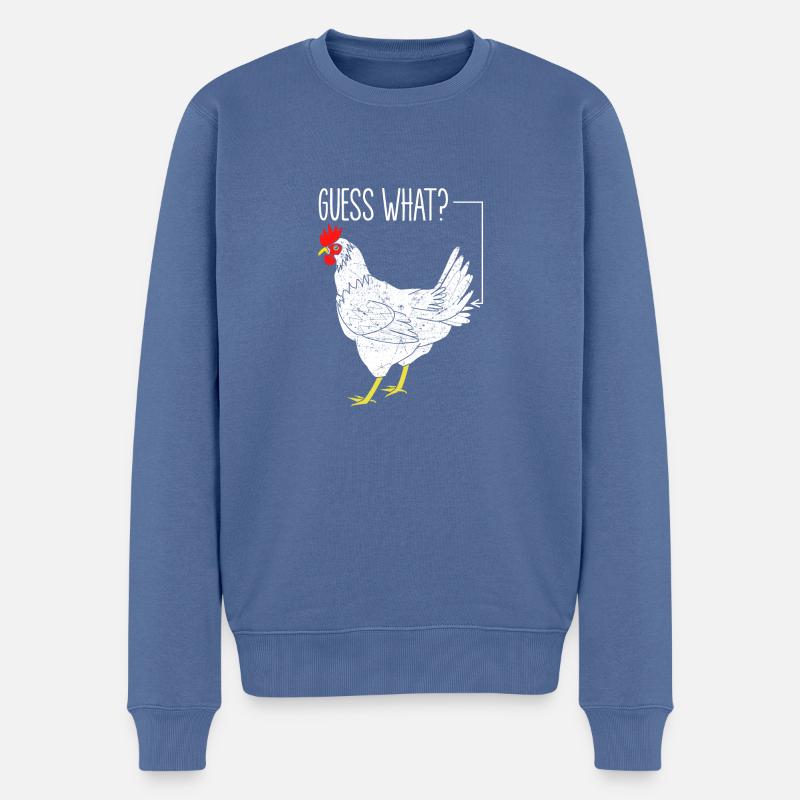 Guess What?? Chicken Hühner Spaß - Männer Premium Bio Pullover - Taubenblau
