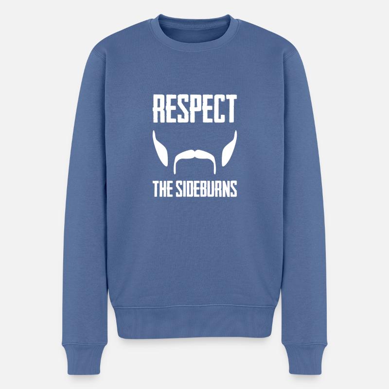 Respektieren Sie die Koteletten-lustige Schnurrbart-Bart-Grafik - Männer Premium Bio Pullover - Taubenblau