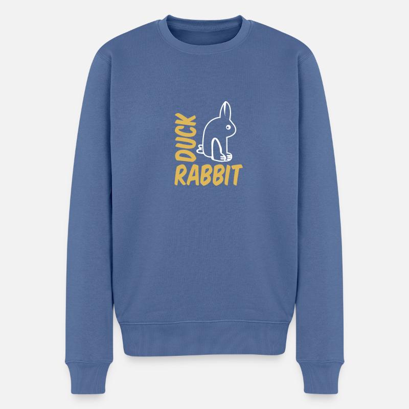 Ente Kaninchen Graphics - Männer Premium Bio Pullover - Taubenblau