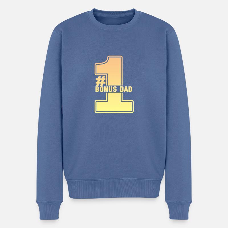 # 1 Bonus Dad - Männer Premium Bio Pullover - Taubenblau