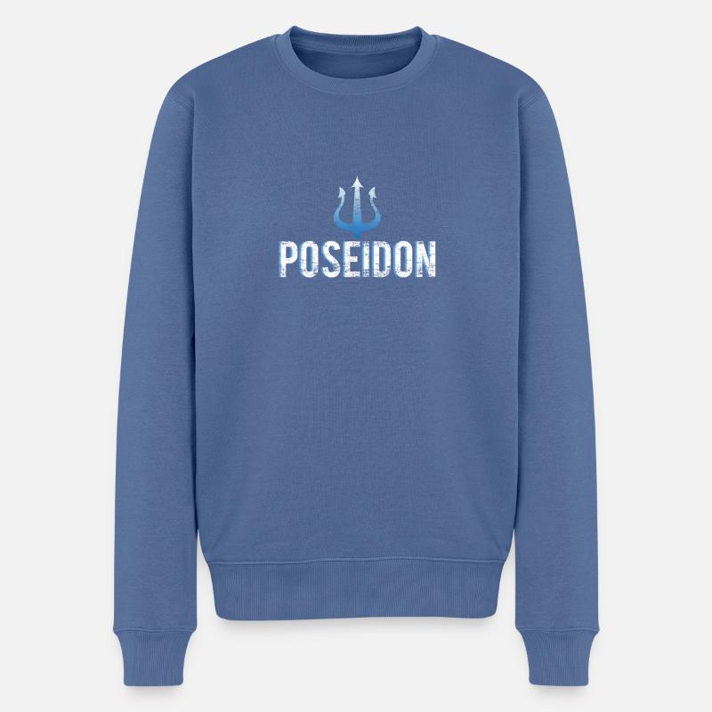 Poseidon - Männer Premium Bio Pullover - Taubenblau