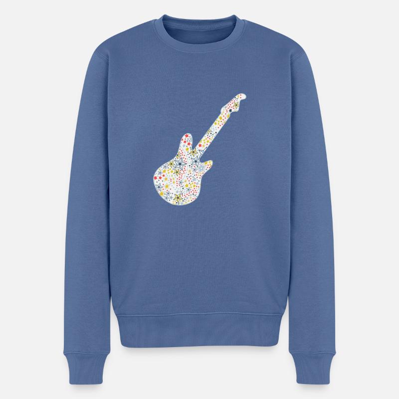 Gitarre & Sterne - Männer Premium Bio Pullover - Taubenblau