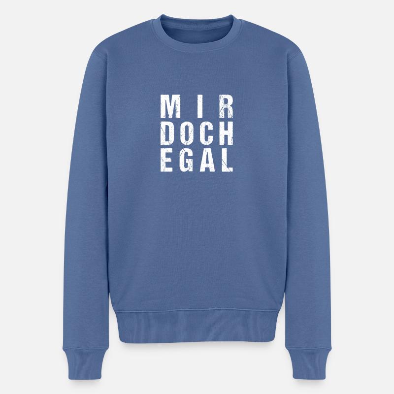 mir doch egal - Männer Premium Bio Pullover - Taubenblau