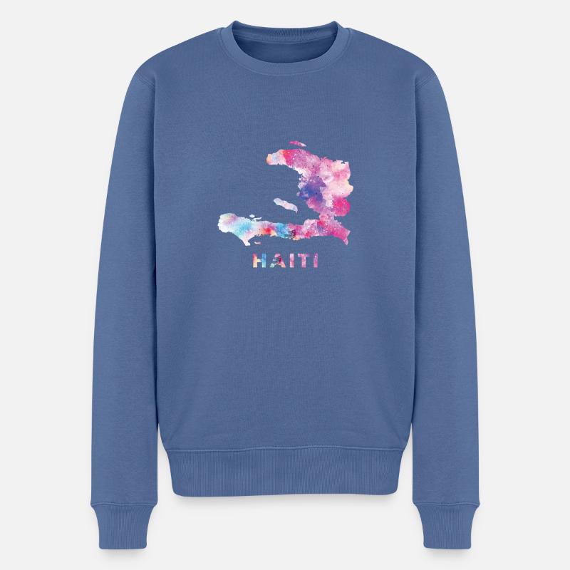 Haiti Haitian Stolz Land Flagge I Geschenk - Männer Premium Bio Pullover - Taubenblau