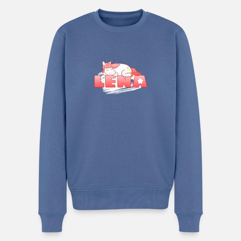 Lena Prénom Name - Pull Premium bio Homme - bleu pigeon