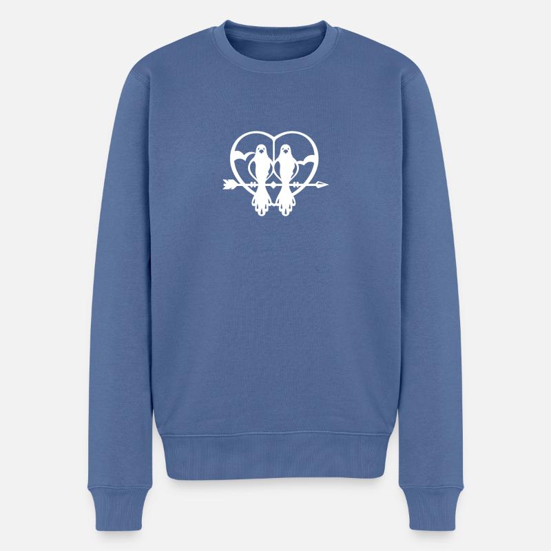 HERZ - Männer Premium Bio Pullover - Taubenblau