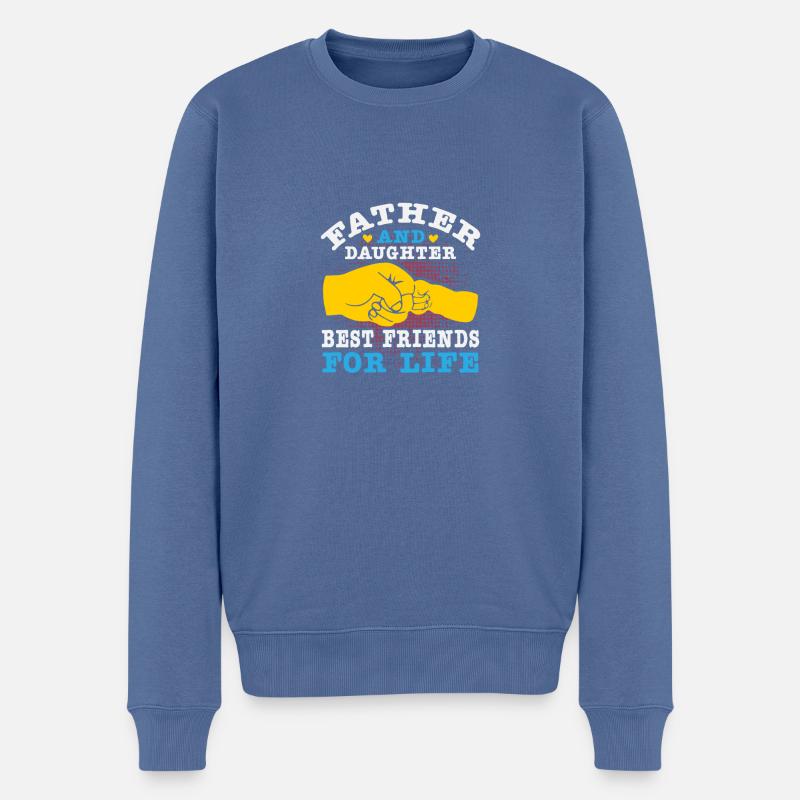 Father and Daughter - Männer Premium Bio Pullover - Taubenblau