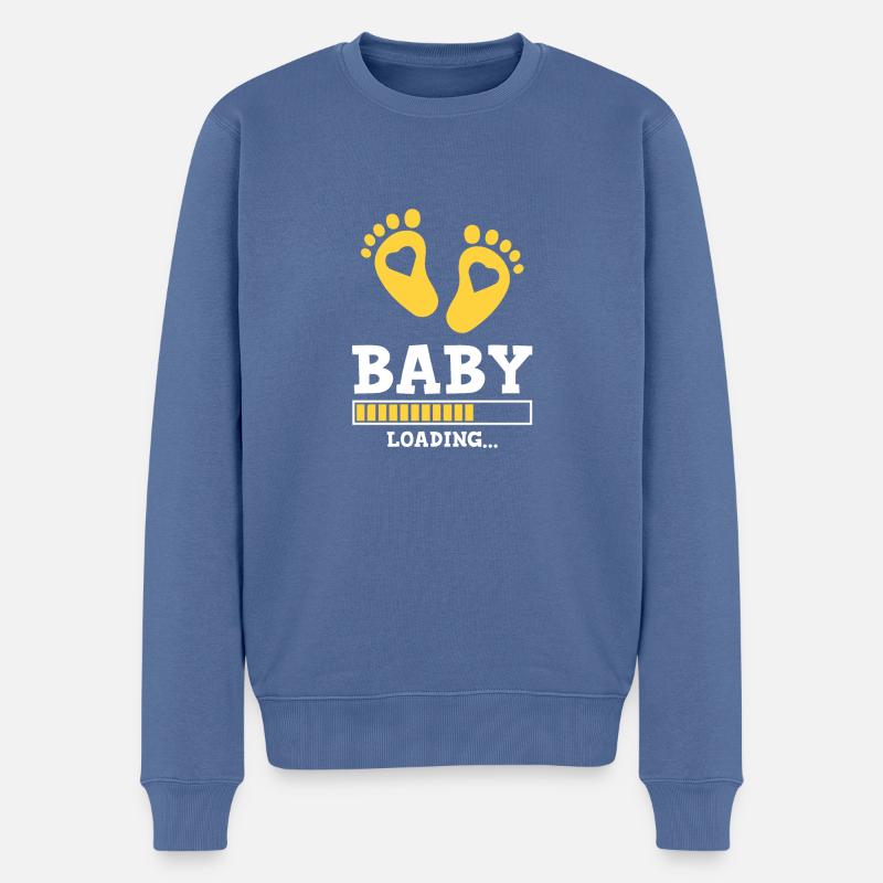 baby loading saying - Männer Premium Bio Pullover - Taubenblau