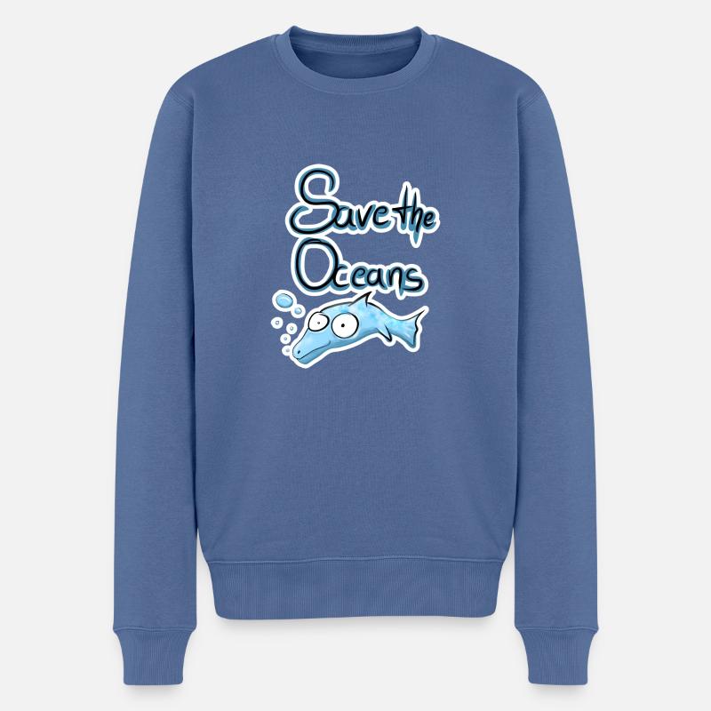 Save the Oceans - Männer Premium Bio Pullover - Taubenblau