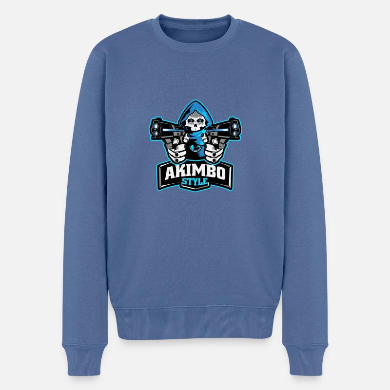Akimbo-Stil - Männer Premium Bio Pullover - Taubenblau