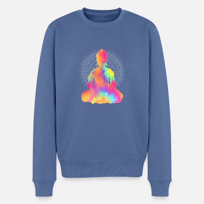Buddha TieDye - Männer Premium Bio Pullover - Taubenblau