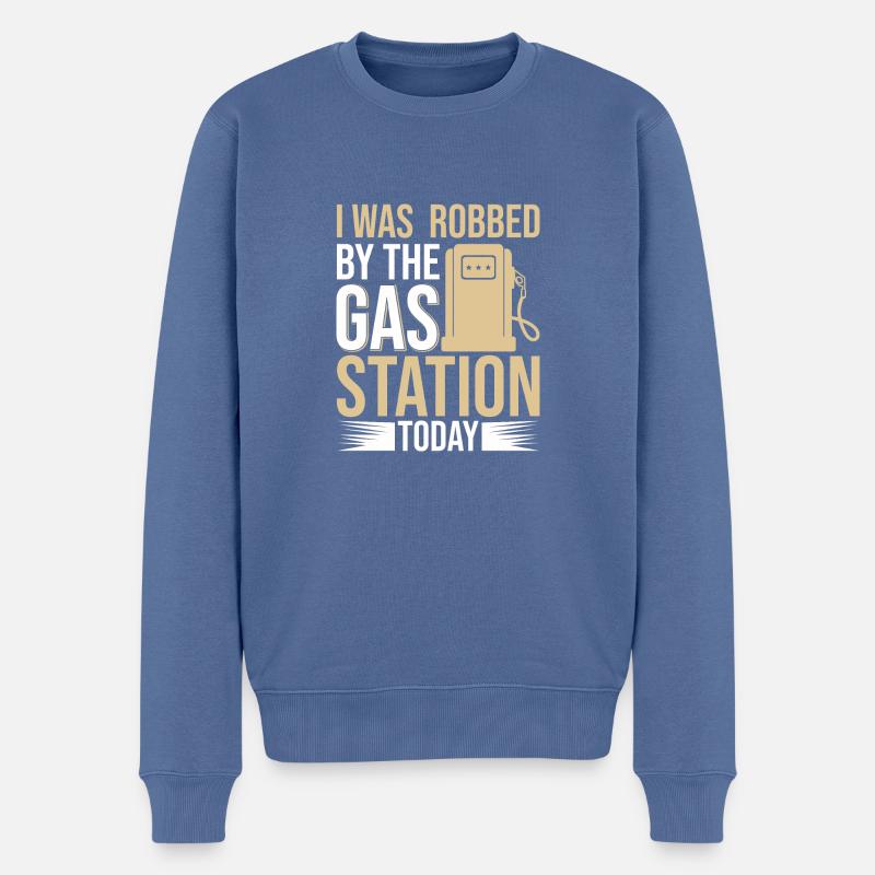I WAS ROBBED BY THE GAS STATION TODAY - Männer Premium Bio Pullover - Taubenblau