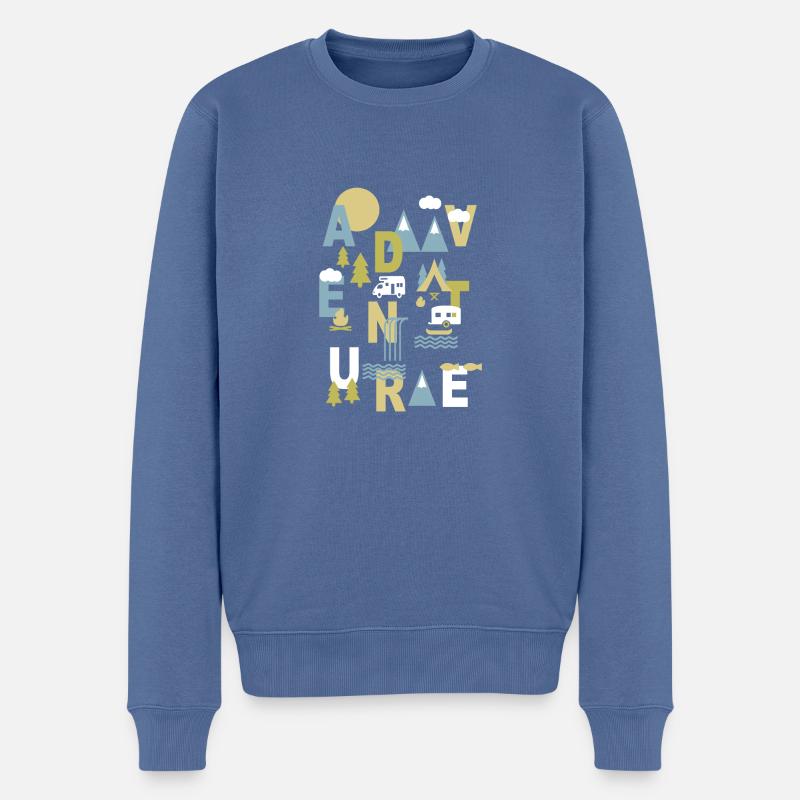 Outdoor Abenteuer - Männer Premium Bio Pullover - Taubenblau