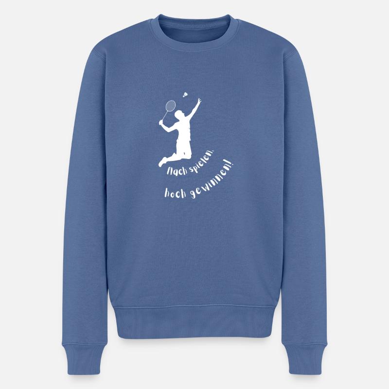 flach spielen, hoch gewinnen - Männer Premium Bio Pullover - Taubenblau