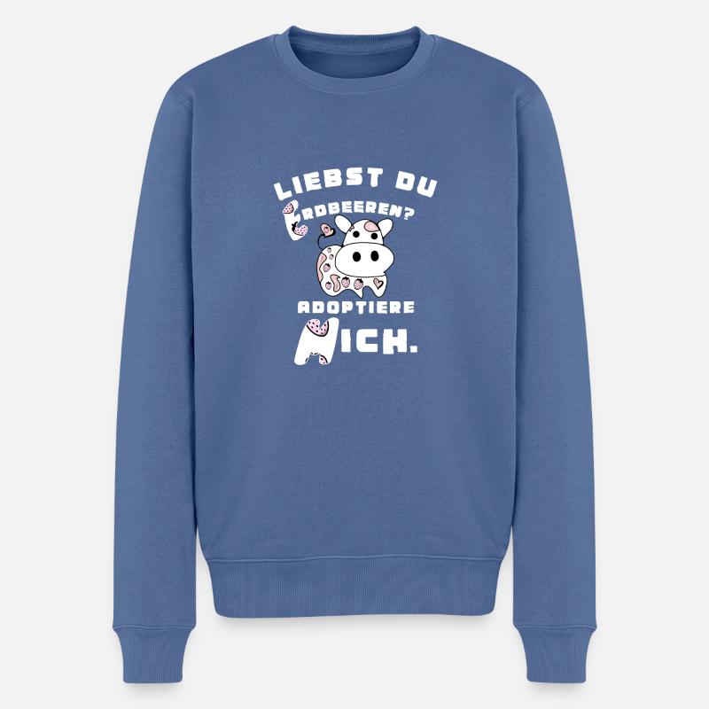 Erdbeermilch - Erdbeeren - Männer Premium Bio Pullover - Taubenblau