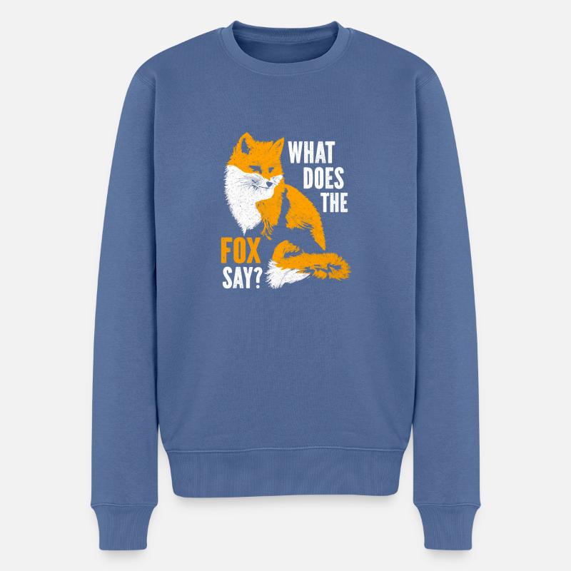 What does the fox say? - Männer Premium Bio Pullover - Taubenblau