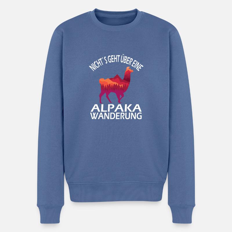 Alpaka und Lama Wanderung - Männer Premium Bio Pullover - Taubenblau