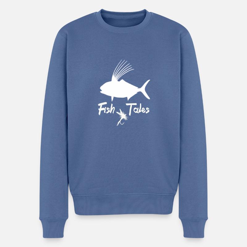 Angeln - Männer Premium Bio Pullover - Taubenblau