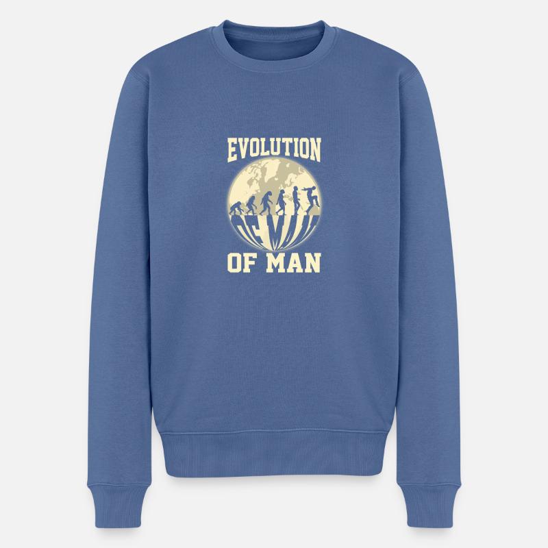 Évolution de l’homme - Pull Premium bio Homme - bleu pigeon