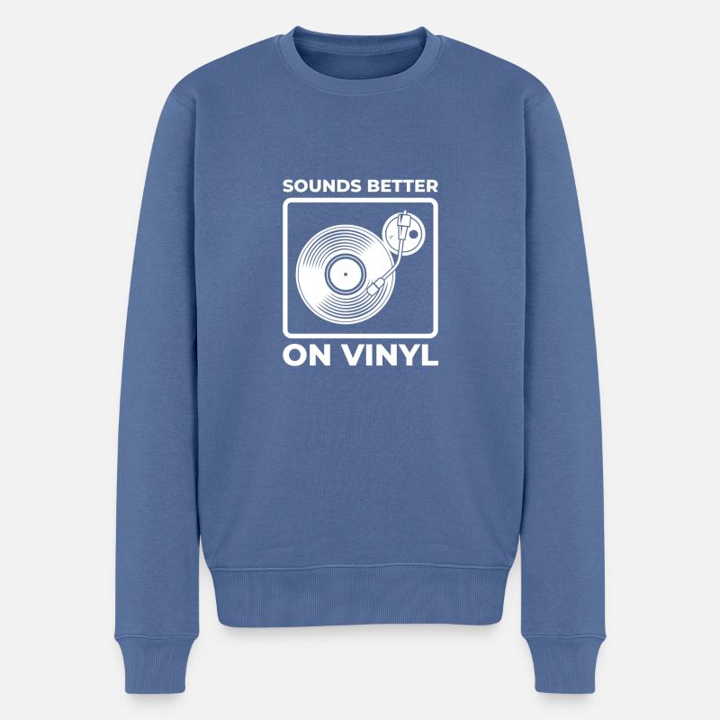 Sounds better on Vinyl - Männer Premium Bio Pullover - Taubenblau