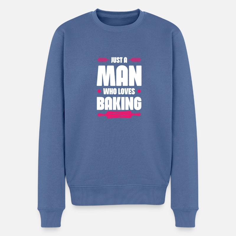 L’homme aime cuisiner - Pull Premium bio Homme - bleu pigeon