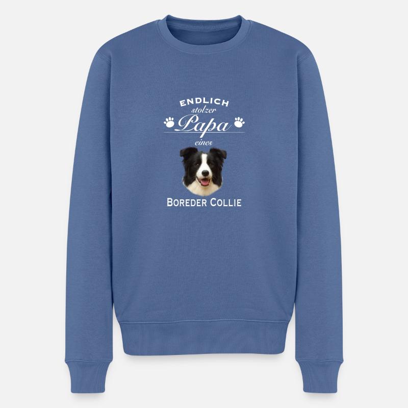 Endlich stolzer Papa - Border Collie - Männer Premium Bio Pullover - Taubenblau