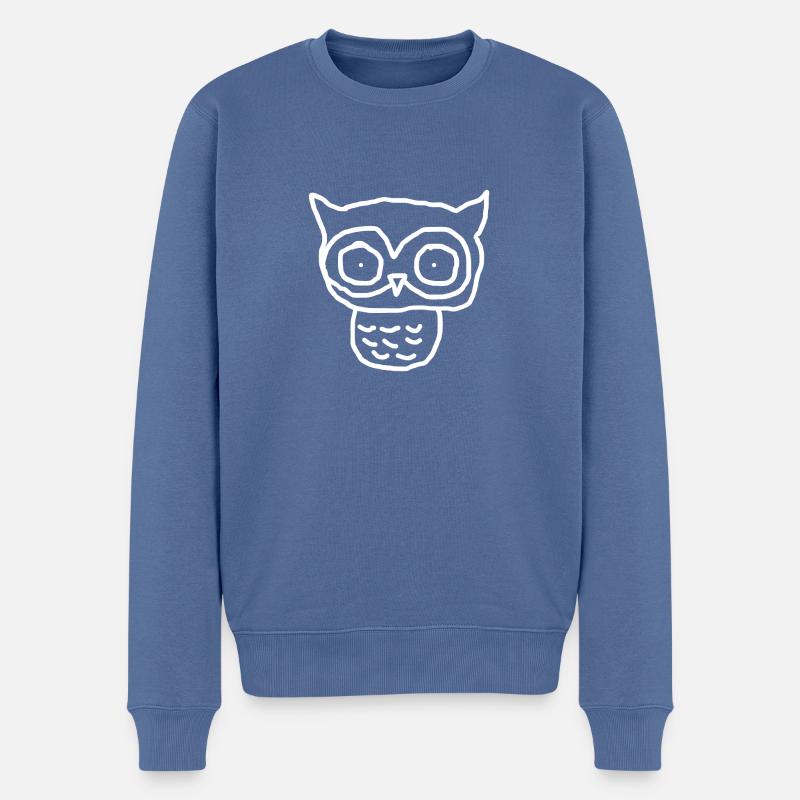 Eule - Männer Premium Bio Pullover - Taubenblau