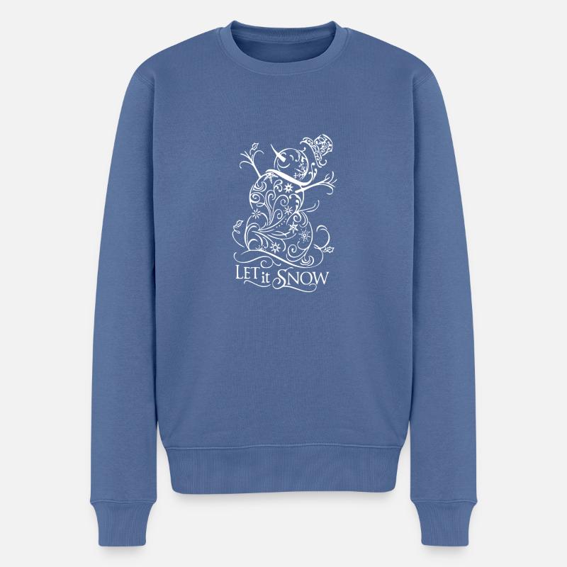 Schneemann kaligrafie - Männer Premium Bio Pullover - Taubenblau