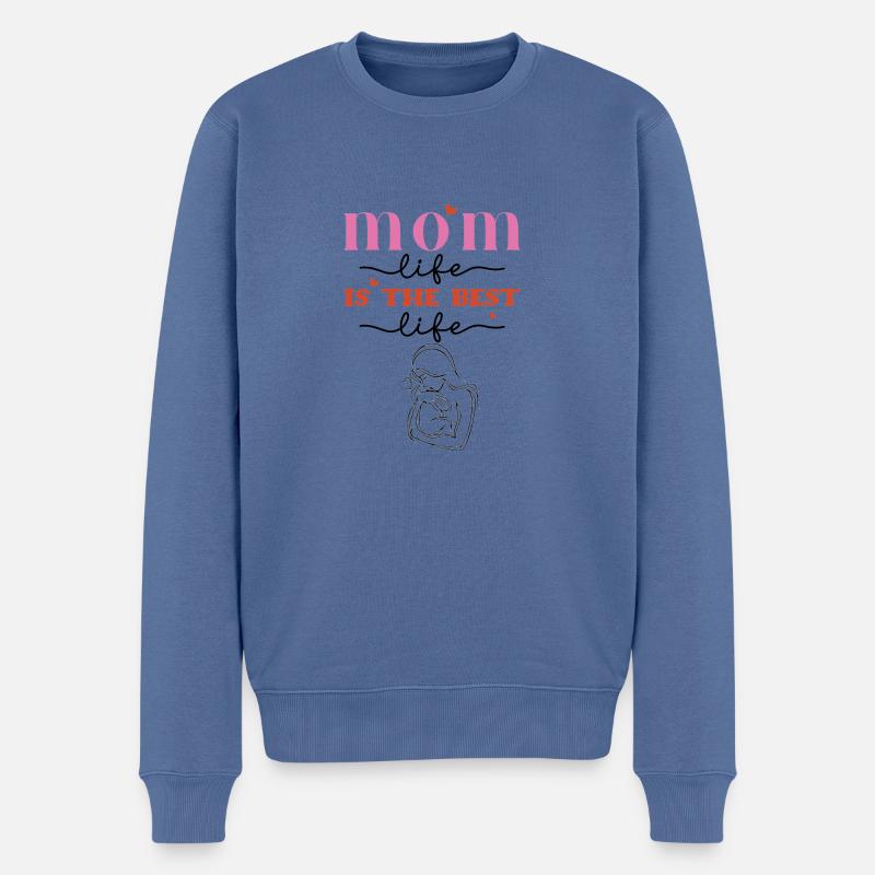 Feier des Mutterlebens - Mutterschaft Affirmation Grap - Männer Premium Bio Pullover - Taubenblau